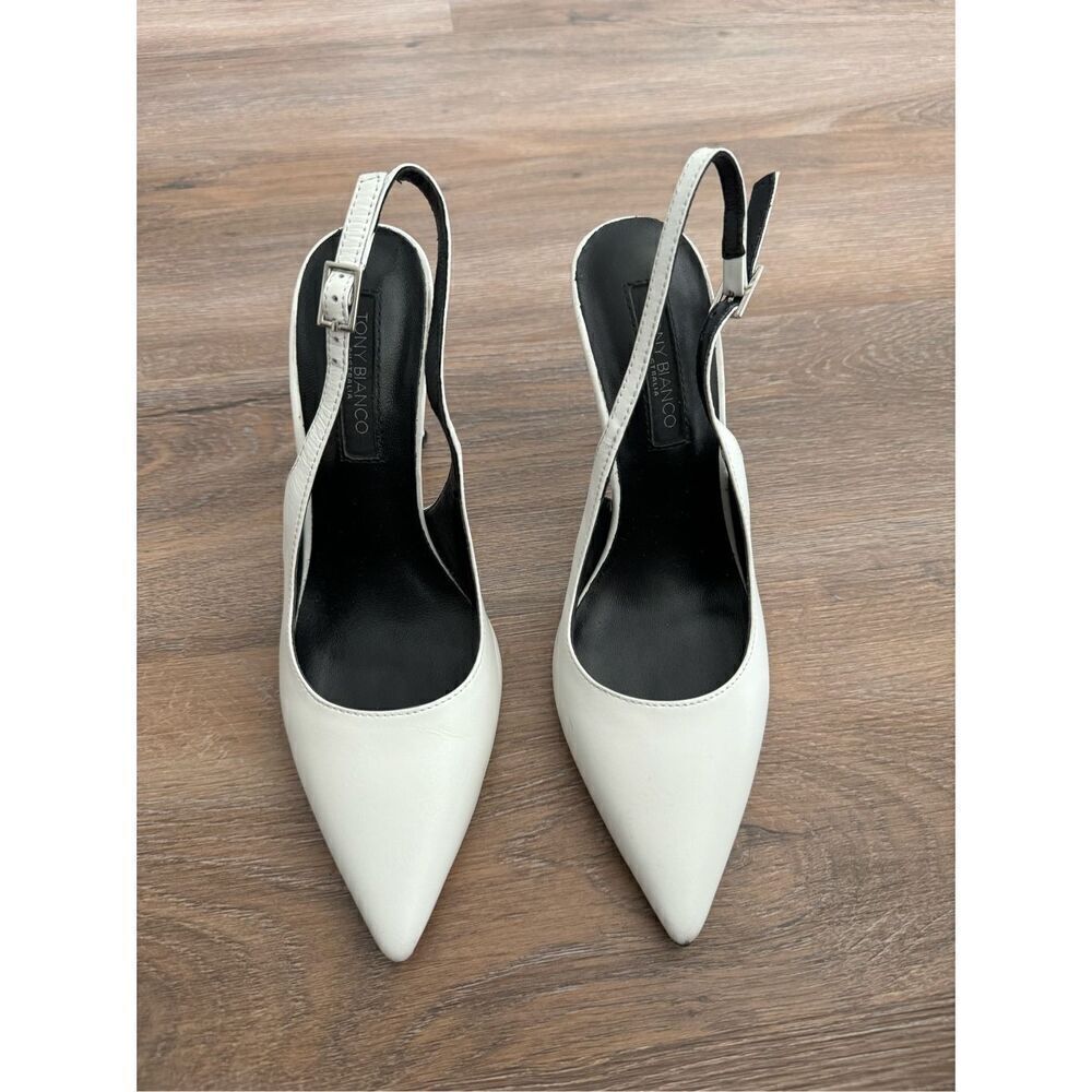 Tony Bianco White Slingback Heels